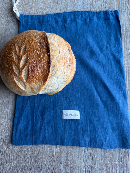 The Indigo Tide European Flax Linen Bread Bag