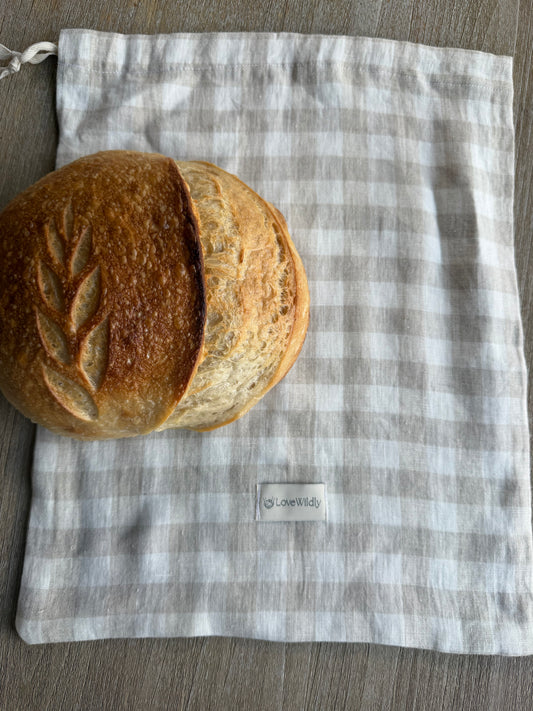 The Meadow Check Linen Bread Bag