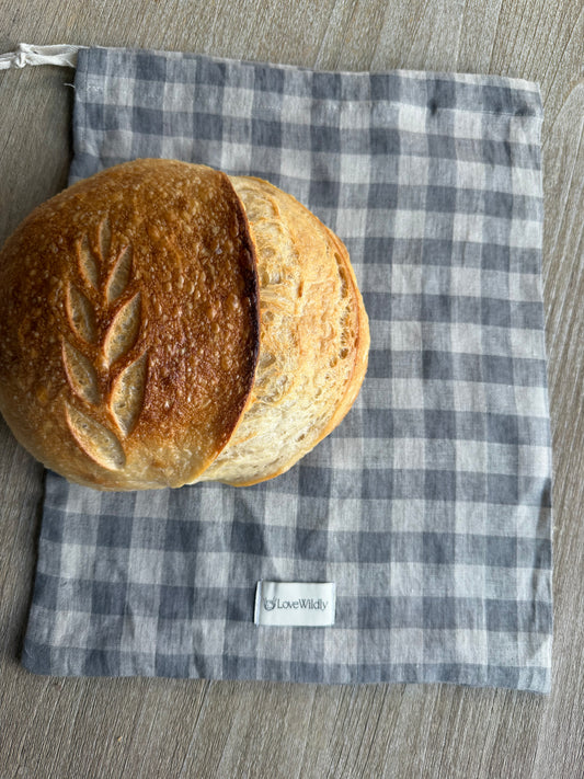 The Cinder Plaid Linen Bread Bag