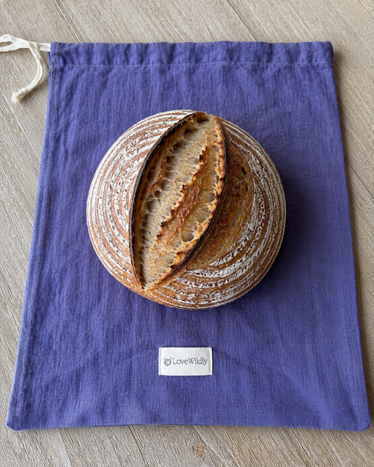 The Midnight Blueberry European Flax Linen Bread Bag