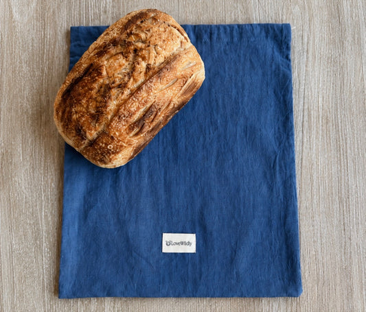 The Indigo Tide European Flax Linen Bread Bag